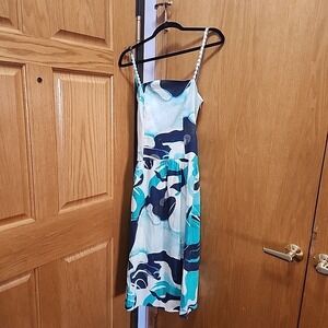 Christian Lacroix Tent Dress Blue Printed Sleeveless With Square Neckline XS NWT
